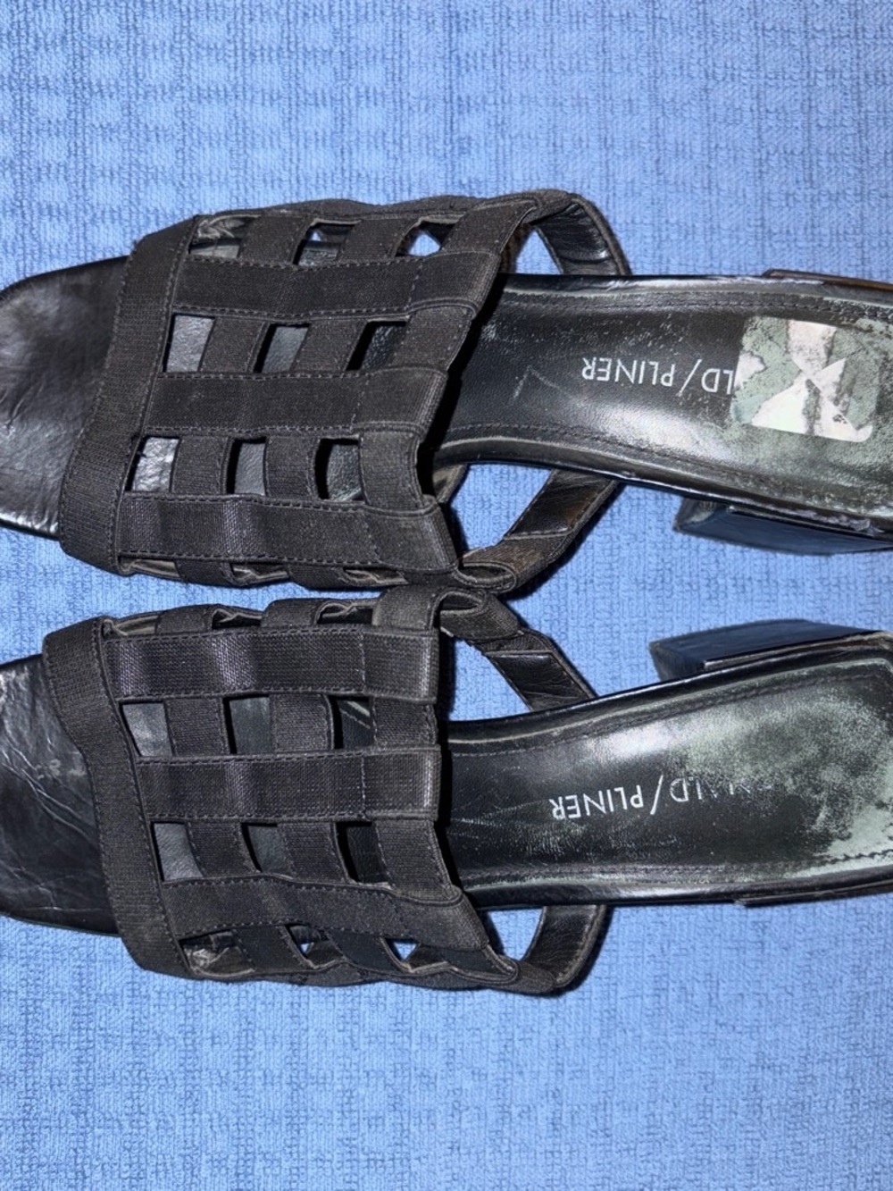 Donald J. Pliner Black Woven Slide Sandals